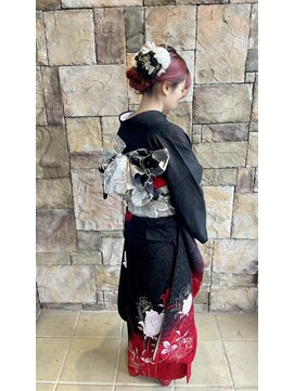 ドゥーク(dowku) 派手髪ガーリーティーンズ成人式着付け着物アップヘア