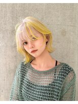 モニカ(MONIQA) 【イエロー×ルーツカラー】ブリーチデザインカラー