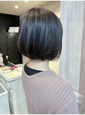 福山人気コントラスト3Dハイライトカラー内巻きボブダメージレス