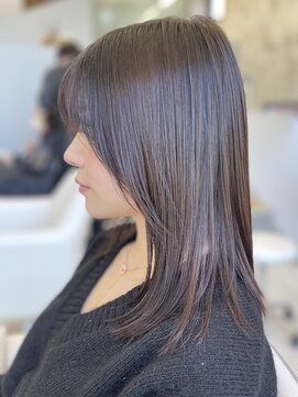 ソワネ 表参道(soigne) 表参道酸性ストレートパーマ艶髪ミディアム梅雨対策ベージュ40代