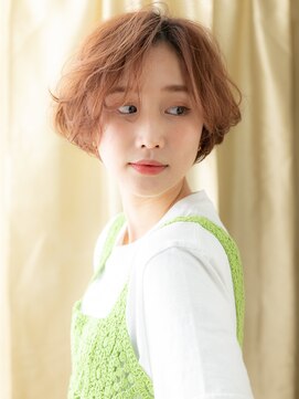 カバーヘア ブリス 上尾西口店(COVER HAIR bliss) アプリコットオレンジひし形小顔フェザーショートY上尾10代20代