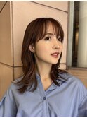 表参道酸性ストレートパーマ艶髪セミロングレイヤーベージュ40代