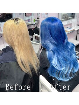 あるじゃんすー 札幌店 ブルー#シールエクステ#デザインカラー#くびれ巻き#韓国#札幌