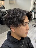 縦落ちセンターパート/ツイストスパイラルパーマ/メンズhair
