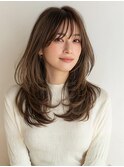 ロングレイヤー/小顔見え/顔まわりカット/艶髪