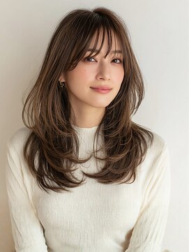 ロングレイヤー/小顔見え/顔まわりカット/艶髪