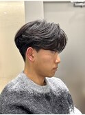メンズセンターパートウルフセンターパートニュアンスパーマ襟足