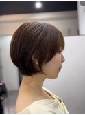 韓国風ミニボブタンバルモリ切りっぱなしボブ前髪あり小顔ボブ