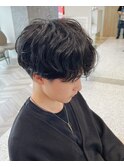 【マッシュショート×ソフトスパイラルパーマ】
