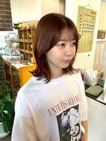 アズグロウヘアー(AS GROW HAIR) くびれヘア赤みブラウンの軽やかスタイル