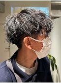 guest hair 波巻きスパイラル×前下がり刈り上げ高めマッシュ