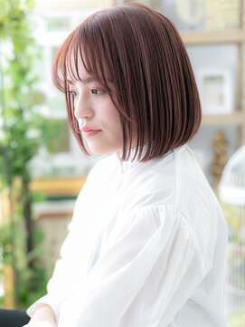 カバーヘア ブリス 川口(COVER HAIR bliss) 韓国風ベージュピンク小顔切りっぱなしボブa川口20代30代40代