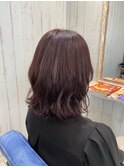 ミディアムボブ×ピンクパープル