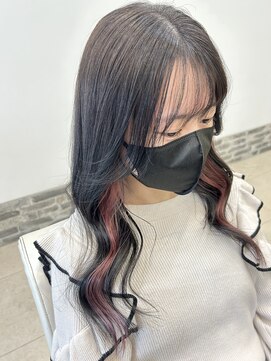 ヘアーアンドエステ ハラダ 滝ノ水店(Hair&Esthe Harada) インナーカラー ピンクベージュ