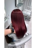 ピンクレッドカラー×ブリーチなしダブルカラー×20代
