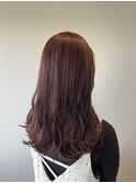 ピンクブラウン/ワインレッド/暖色カラー/ヘアカラー/艶カラー