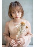 大人かわいい前髪セシルカットココアブラウンフリンジウェーブ