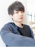マッシュショートアッシュブラック束感メンズカット