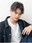 メンズバレイヤージュセンターパート刈り上げグレージュカラー
