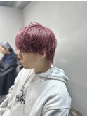 ピンクバイオレット ブリーチ マッシュウルフ