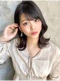 薄め前髪/暗髪カラー/透け感/くすみカラー/秋カラー/小顔