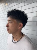フェードツーブロックニュアンスパーマショート