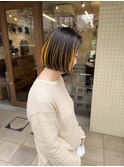 デザインカラー切りっぱなしボブ