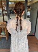 編み下ろしツイン×お呼ばれヘア