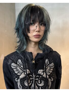 原宿/ウルフカット レイヤー デザインカラー ルーツカラー   