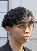 原宿波巻きパーマメンズマッシュウルフカットツイストパーマ