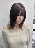 ミディアムヘア暗めカラーデザインカラーフェイスフレーミング