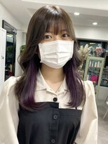 ムク 横浜店(muku)&nbsp;インナーカラーミルクティーベージュシルバーイヤリングカラー