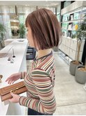 【馬場】大人前下がりミニボブ髪質改善ハイライトピンク