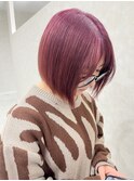 ボブスタイル　ピンクカラー