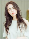 大人ゆるッと感♪顔周りレイヤーロング×オリーブグレージュ