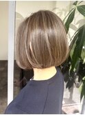 ハイライトボブボブ40代50代グレイカラー白髪染め白髪ぼかし