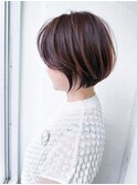 丸みショートボブ30代40代50代60代前髪あり丸顔面長髪型by柴立