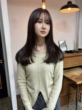 ロングレイヤー/顔まわりレイヤー/チョコレートブラウン