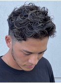 メンズシースルーマッシュニュアンスパーマシャドウパーマテテ風