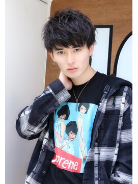 ネイビー(NAVY) サイドパートマッシュ 黒髪 束感 新生活 イメチェン 社会人にも