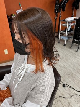 トウキョウヨシつね 御幸ヶ原店(TOKYO Yoshi) インナーカラーオレンジ