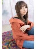 外国人風無造作パーマチャコールグレー小顔エアストレートc1
