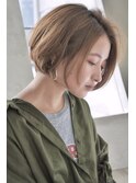 丸みショートボブ×カーキカラー 若松河田/曙橋/20代/30代/40代