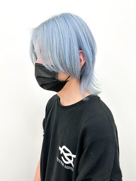 アンリ(Anli) 【Anli☆岩瀬萌】ペールブルー メンズウルフ ホワイトカラー