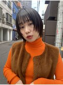 @eri_bob_ 黒髪/グレーベージュ/前髪パーマ[大阪梅田駅]