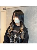 黒髪ロング10代20代プルエクステインナーカラー名古屋美容室
