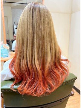 オーストヘアジジ(Aust hair Gigi) グラデーション裾カラー　イエロー×オレンジ