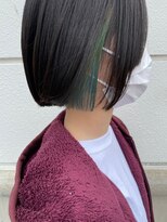 ルミヘアー 金沢駅西口店(Lumi hair) ★金沢駅西/インナーカラー/グリーン/切りっぱなしボブ