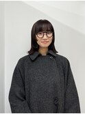 ワイドバング×ステップカットミディアム×ダークブラウン