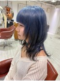 ロングウルフ×裾カラー